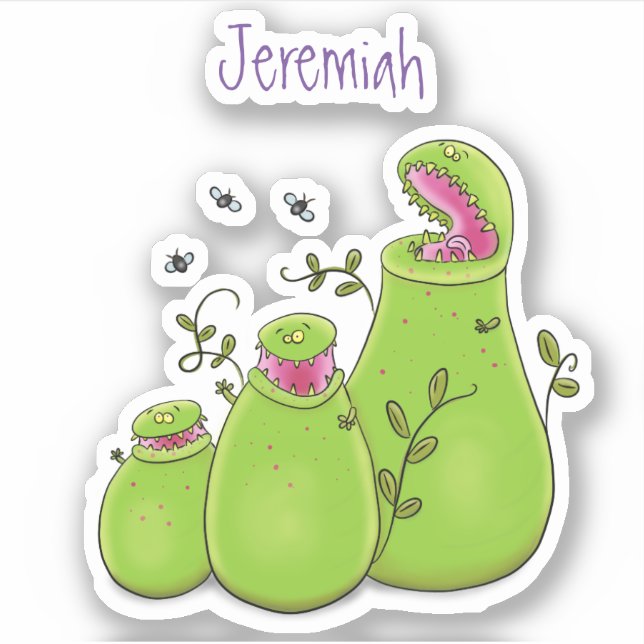 Carnivorous pitcher plants cartoon illustration (Front)