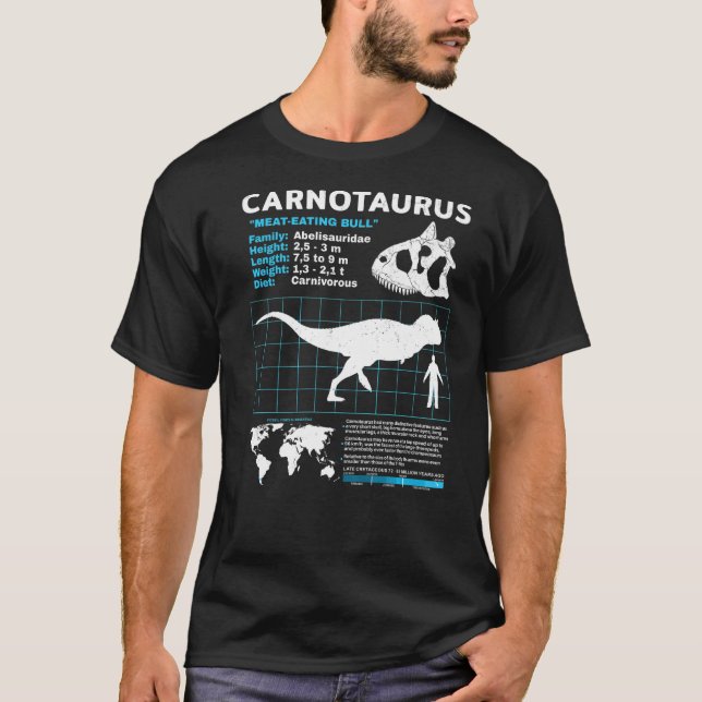 Carnotaurus fact sheet Dinosaur Facts Premium T-Shirt (Front)