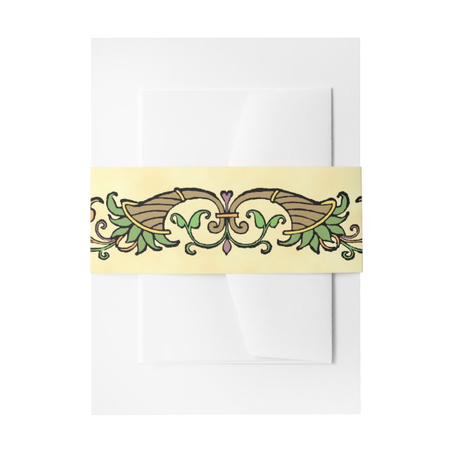 Carnucopia Vintage Thanksgiving Etching Invitation Belly Band (Front Example)