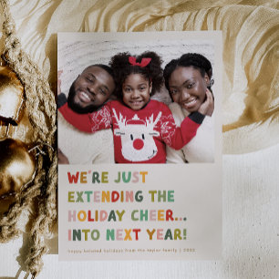 CAROL Cream Cute Late New Years Funny Christmas Holiday Card