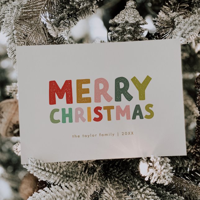 CAROL Cream Gold Cute Family Fun Merry Christmas Holiday Card (CAROL Cream Gold Cute Family Fun Merry Christmas Holiday Card)