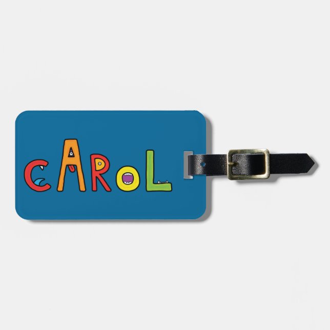 "Carol" Monster Letters Luggage Tag (Front Horizontal)