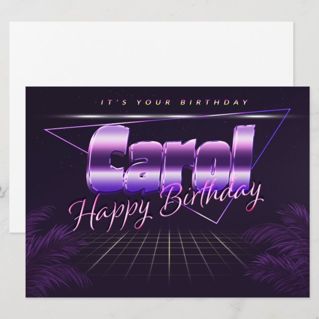Carol Name First Name pura retro card Birthday (Front/Back)