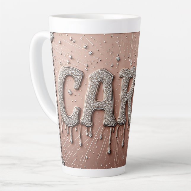 Carol Name in Dripping Gold Latte Mug (Left Angle)
