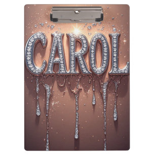 Carol Name In Rose Gold Dripping Glitter Clipboard