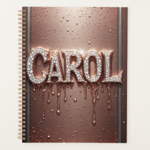 Carol Name In Rose Gold Dripping Glitter Planner