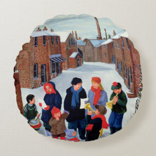 Carol Singers Round Cushion