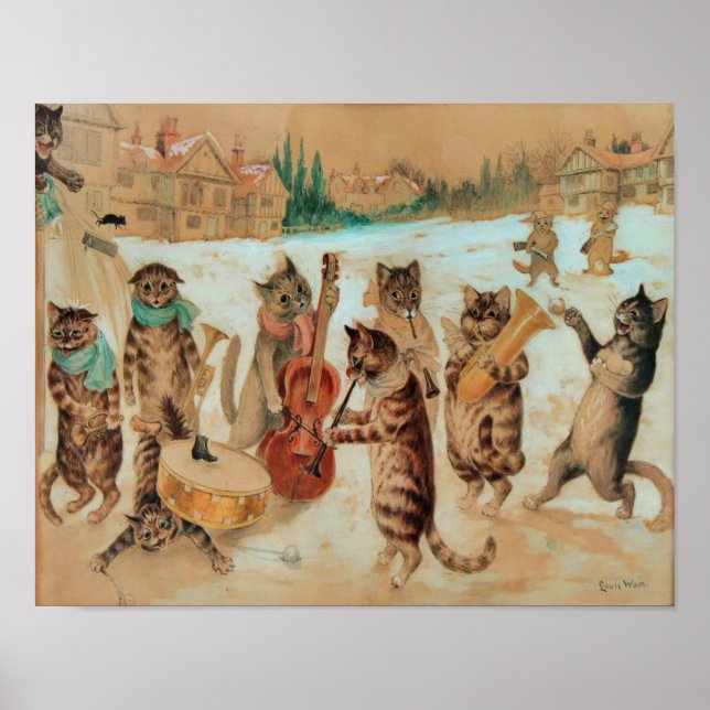 Carol Singing 1925 Louis Wain Wall Art (Front)