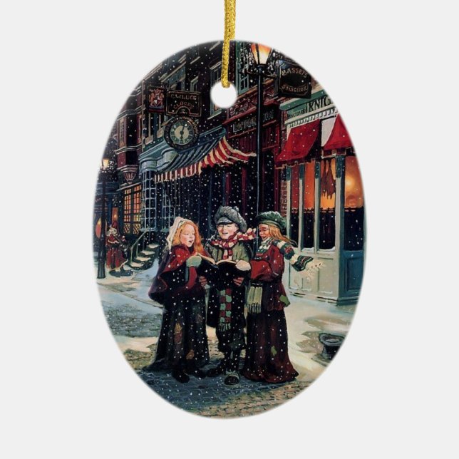 Carol Singing Children Ceramic Tree Decoration (Front)