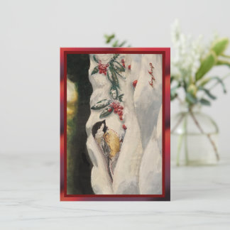 Carol the Chick-a-Dee with Mistletoe Flat Card 