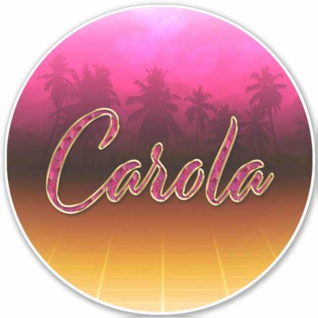 Carola First Name Golden pink Sticker (Front)
