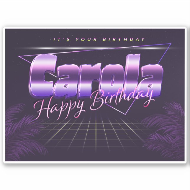 Carola Name First name lila retro Sticker Birthday (Front)