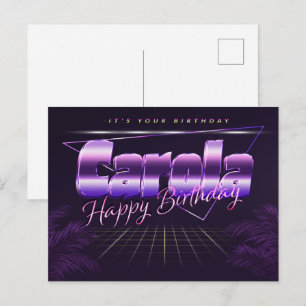 Carola Name Vorname lila Postkarte Geburtstag Postcard