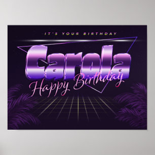 Carola Name Vorname lila retro Poster Geburtstag
