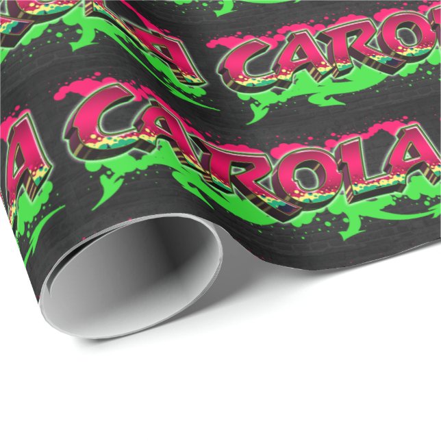 Carola Vorname Name Graffiti red green Wrapping Paper (Roll Corner)