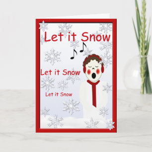 Caroler Boy Christmas Let It Snow Greeting Holiday Card