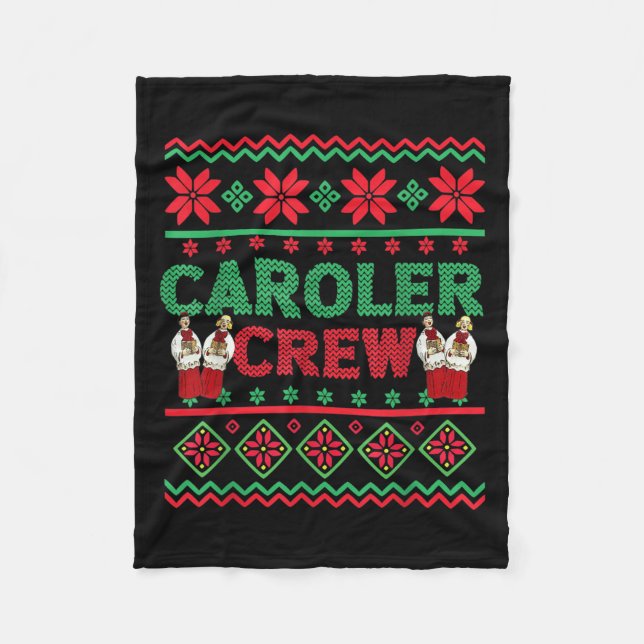 Caroler Crew Ugly Christmas Sweater Christmas Caro Fleece Blanket (Front)