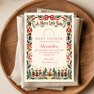Carolers Merry Little Baby Shower Invitation
