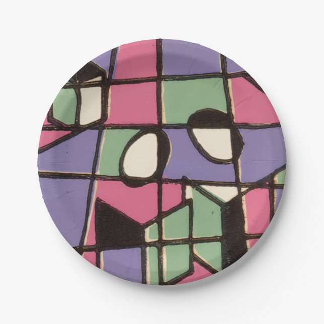 Carolers Stainglass Paper Plate (Front)