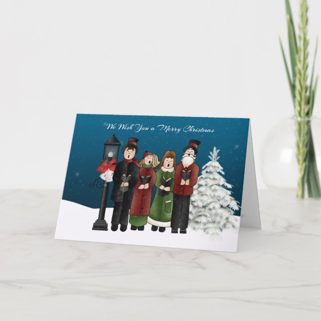 Carolers Winter Scene Holiday Card (Front)