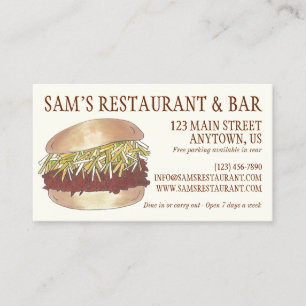 Carolina BBQ Pulled Pork Barbecue Sandwich Chef Business Card