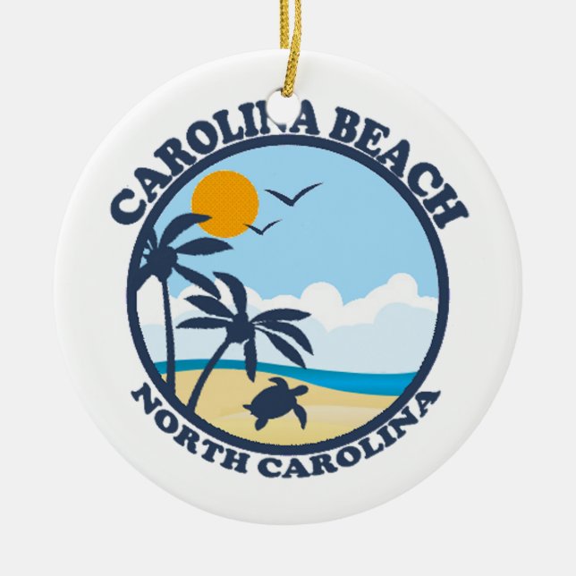 Carolina Beach. Ceramic Tree Decoration (Front)