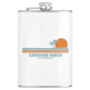 Carolina Beach North Carolina Sun Palm Trees Hip Flask