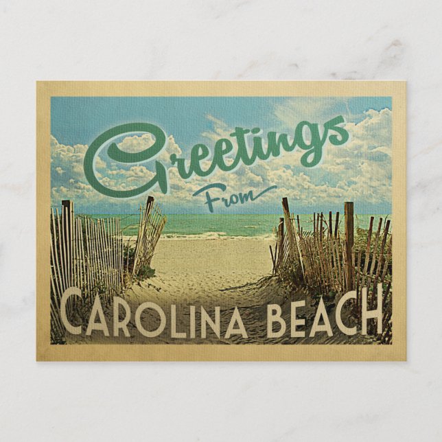 Carolina Beach Postcard Vintage Travel (Front)