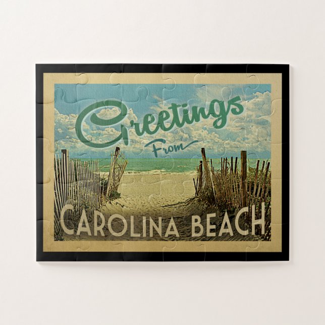 Carolina Beach Vintage Travel Jigsaw Puzzle (Horizontal)