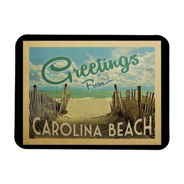 Carolina Beach Vintage Travel Magnet (Horizontal)