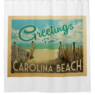 Carolina Beach Vintage Travel Shower Curtain