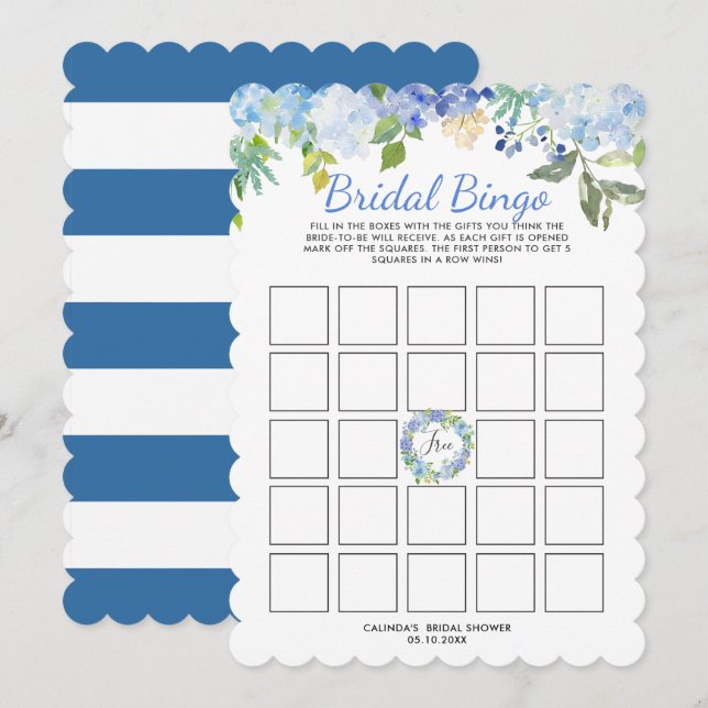 Carolina Bloom Bridal Shower Bingo Game Invitation (Front/Back)
