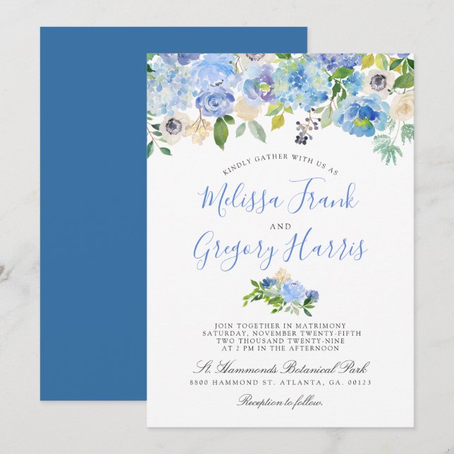 Carolina Bloom | Floral Wedding Invite (Front/Back)
