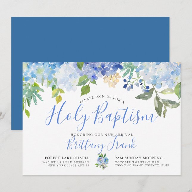 Carolina Bloom | Holy Baptism Invitation (Front/Back)