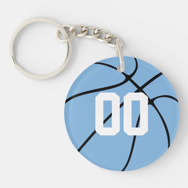 Carolina Blue Basketball Custom Jersey Number Key Ring (Front)