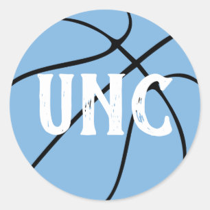 Carolina Blue / Light Blue Basketball Custom Text Classic Round Sticker