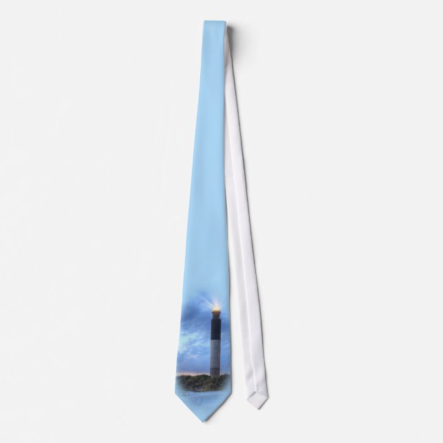 Carolina Blue Oak Island Lighthouse Tie (Front)