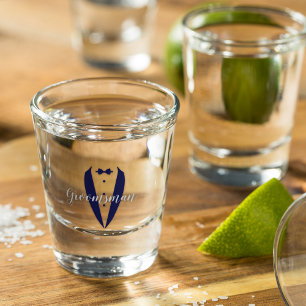 Carolina Blue Tuxedo Groomsman Shot Glass