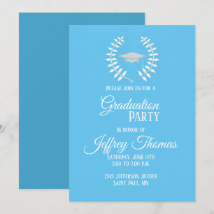 Carolina Cap & Leaves Grad Invitation 5" x 7"