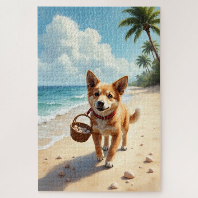 Carolina Dog Beach Shell Scene Jigsaw Puzzle (Vertical)