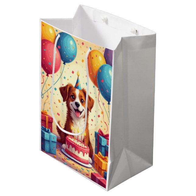 Carolina Dog Birthday Celebration Medium Gift Bag (Front Angled)