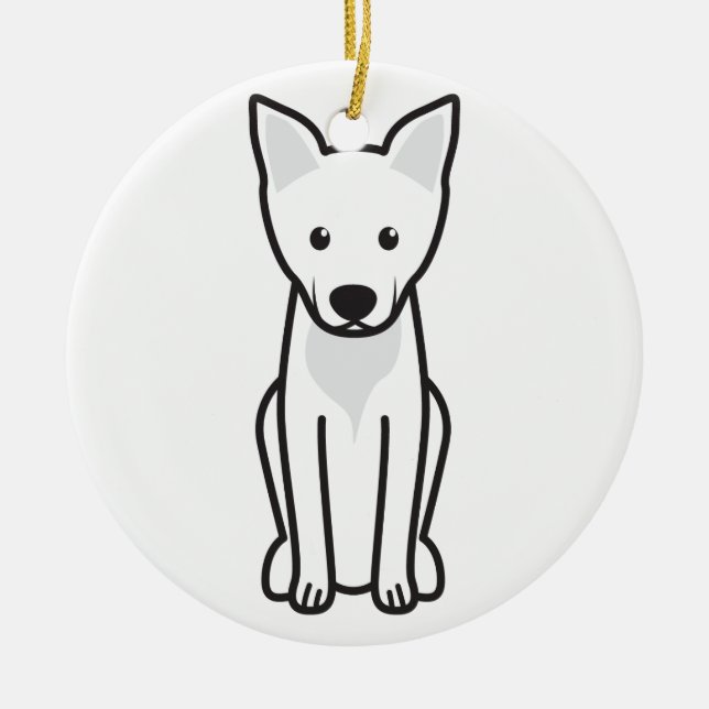 Carolina Dog Cartoon Ceramic Tree Decoration (Front)