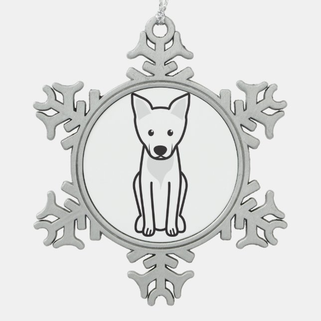 Carolina Dog Cartoon Snowflake Pewter Christmas Ornament (Front)