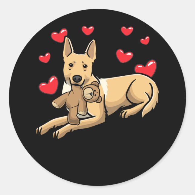 Carolina Dog Dog With Stuffed Animal Classic Round Sticker (Front)