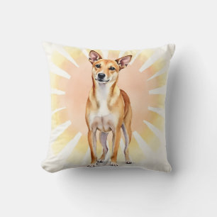 Carolina Dog Watercolor Sunburst Art Cushion