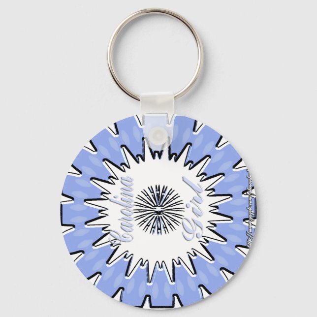 Carolina Girl Blue & White Kaleidoscope Key Ring (Front)