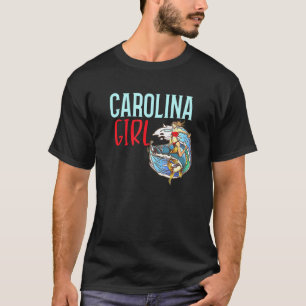 Carolina Girl Surfer Girl Riding Fish In Ocean Wat T-Shirt