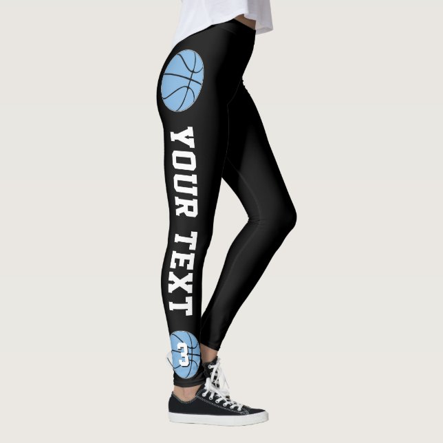 Carolina Light Blue Basketball Custom Text/Number Leggings (Right)
