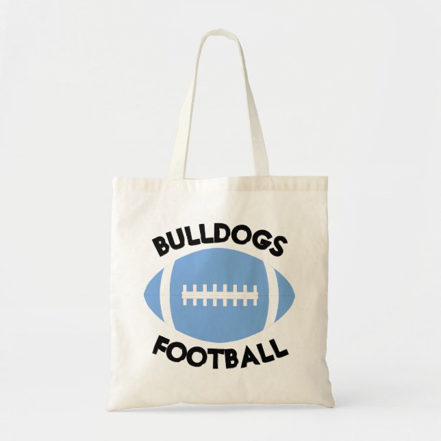 Carolina/Light Blue Football Fan Custom Team Name Tote Bag (Front)