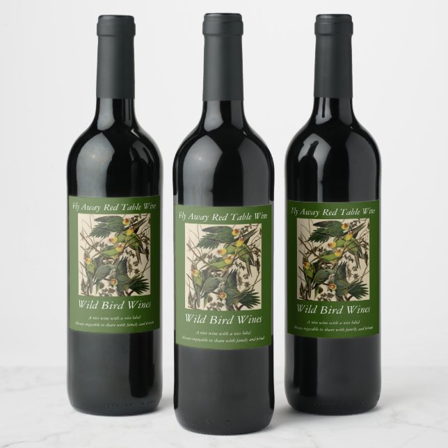 Carolina Parrot from Audubon's Birds of America Wine Label (Bottles)